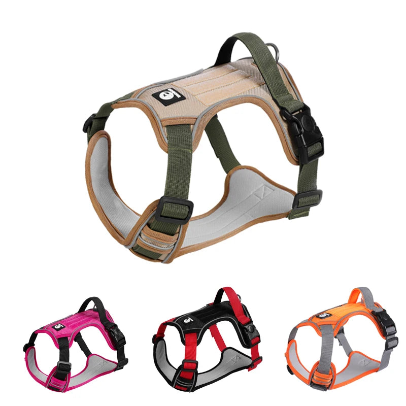 Tactical Dog Harness for Medium Big Dogs No Pull Reflective Pet Walking Chest Harness for Training Adjustable Dog Vest Harness w